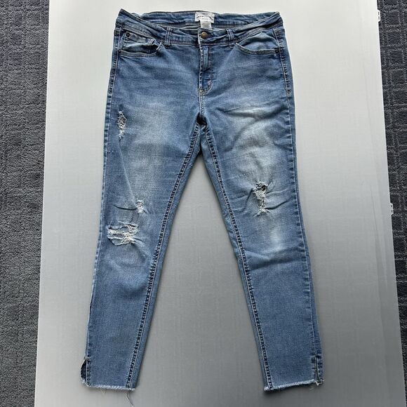 Republic Denim - For The Republic Women’s Light Denim Jeans 12/30 Slit Distressed Skinny Stretch